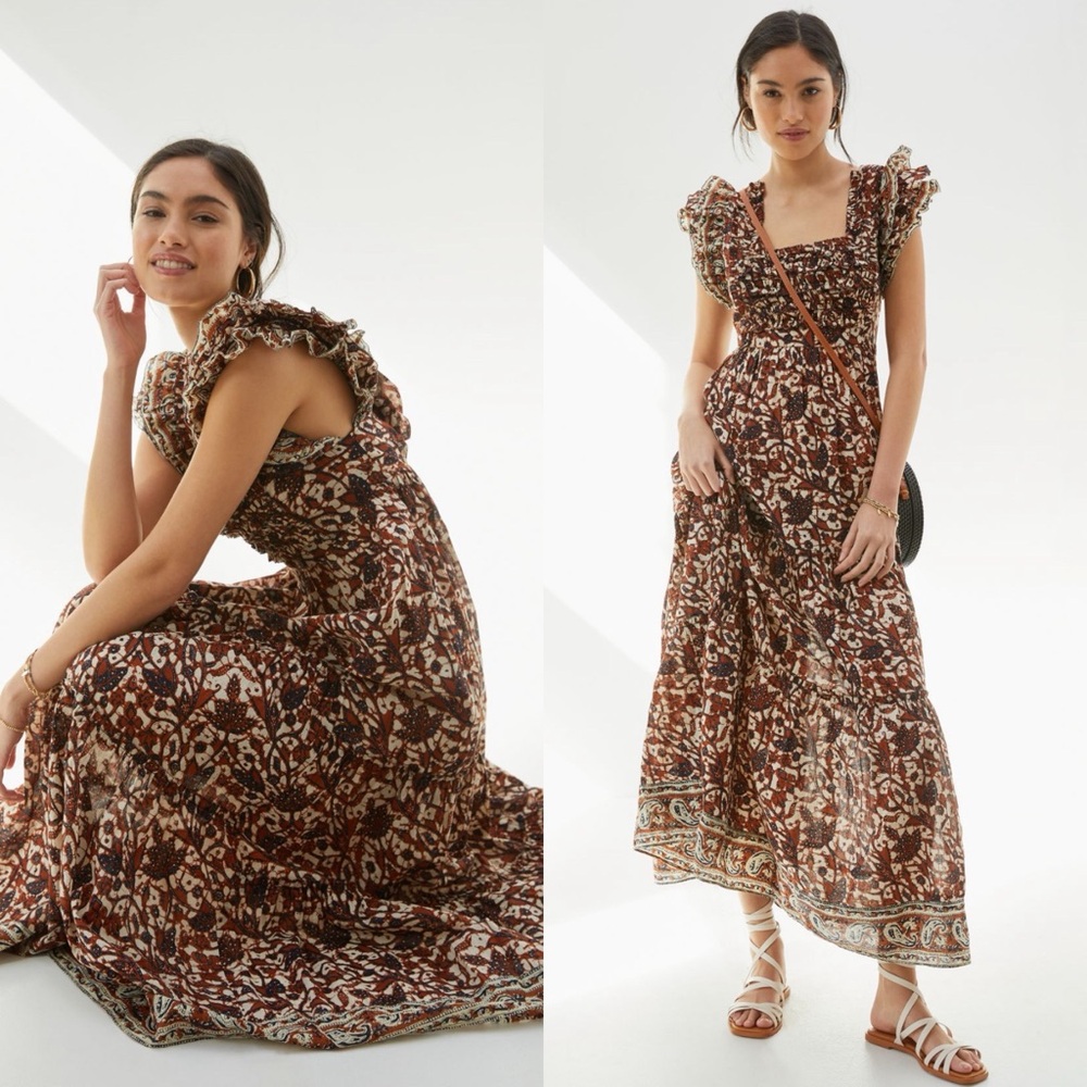 Anthropologie / Love The Label Mirabelle Ruffled Maxi Dress in Honey - Picture 1 of 10